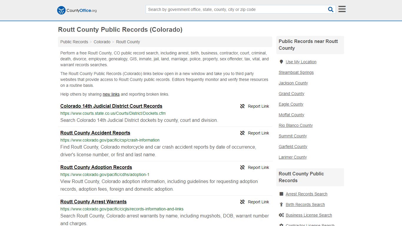 Public Records - Routt County, CO (Business, Criminal, GIS, Property ...